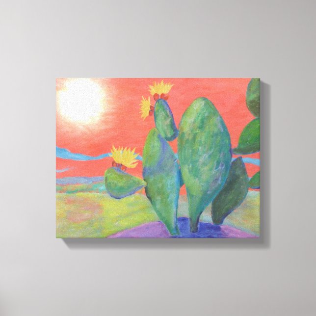 Cactus Sunset Wrapped Canvas Print (Front)
