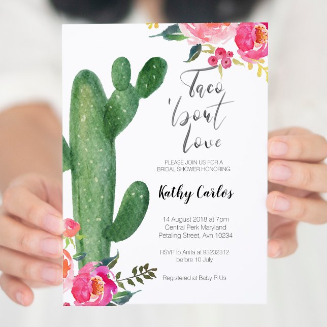 Cactus Taco about Love bridal SHOWER Invitation (Creator Uploaded)