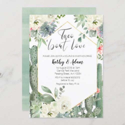 Cactus Taco about Love COUPLES SHOWER Invitation