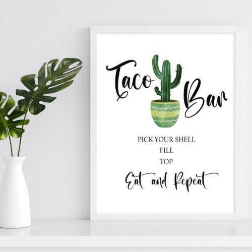Cactus Taco Bar Sign Poster