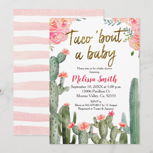 Cactus Taco Bout  Baby Shower Invitation (Front/Back)
