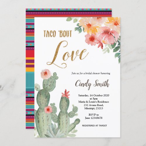 Cactus Taco bout Love Bridal Shower Invitation