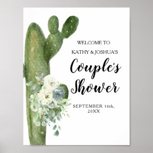 Cactus Taco 'bout Love Couple Shower Welcome Poster