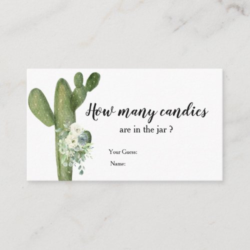 Cactus Taco bout Love Guess How Many Candies Enclosure Card