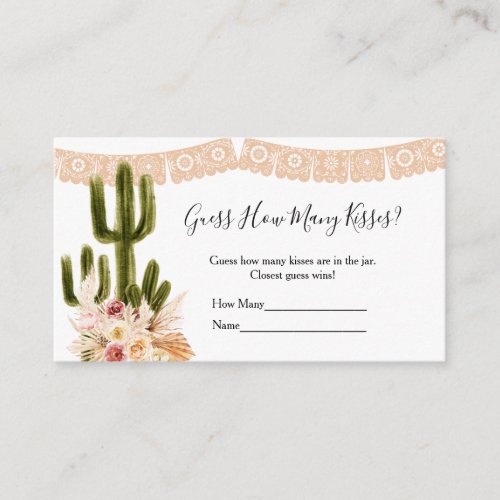 Cactus Taco bout Love How Many Kisses Game  Enclosure Card