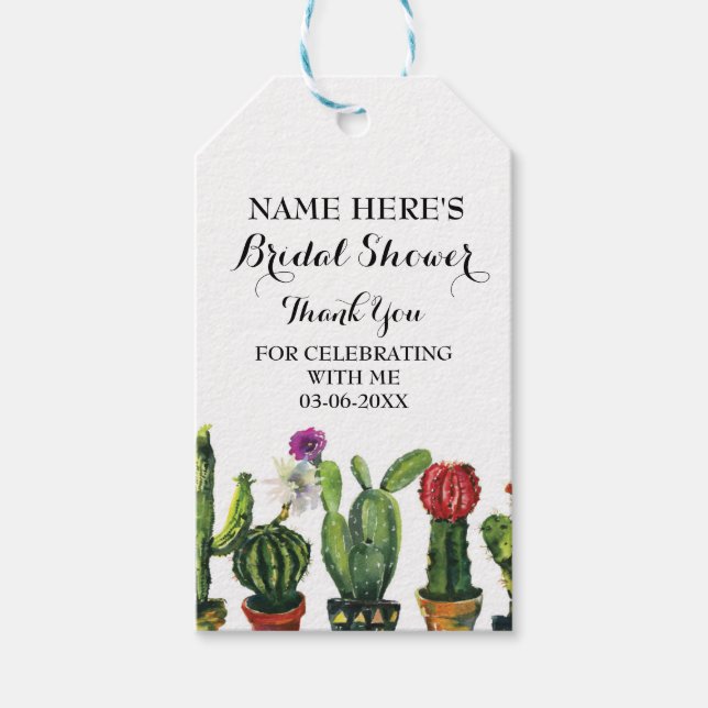 Cactus Thank you Tag Fiesta Mexico Bridal Shower (Front)