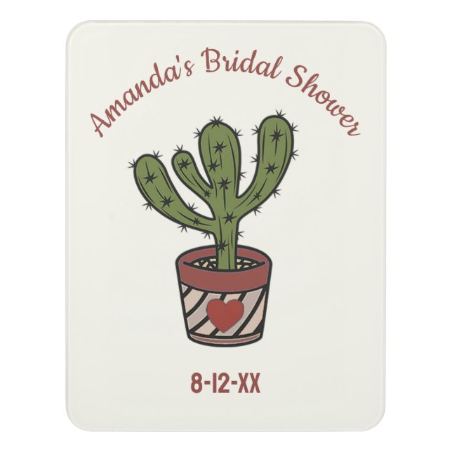 Cactus Theme Bridal Shower Personalized    Door Sign (Contemporary Vert)