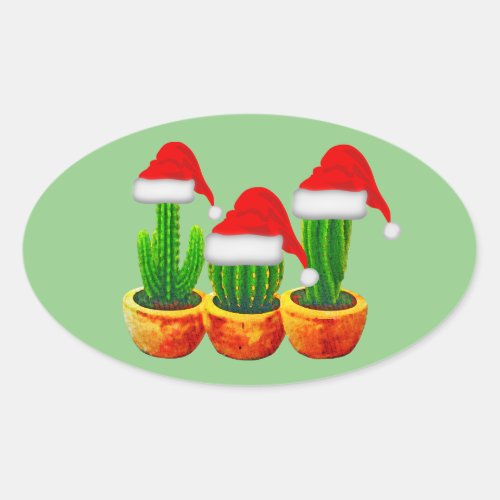 Cactus Themed Christmas Stickers Seals
