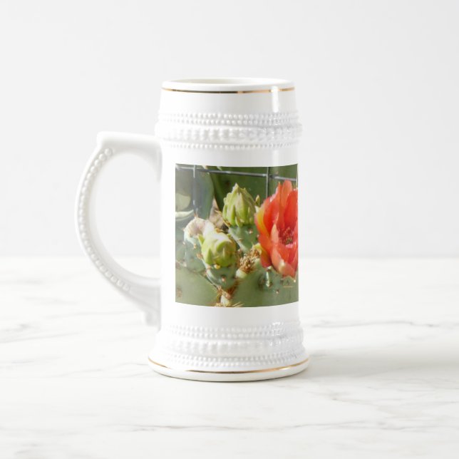 Cactus Tough and Beautiful white stein w gold trim (Left)