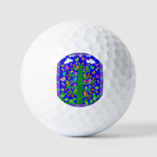 Cactus Tree of Life with Owls and Birds   Golf Balls