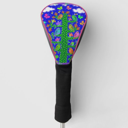 Cactus Tree of Life with Owls and Birds Golf Head Cover
