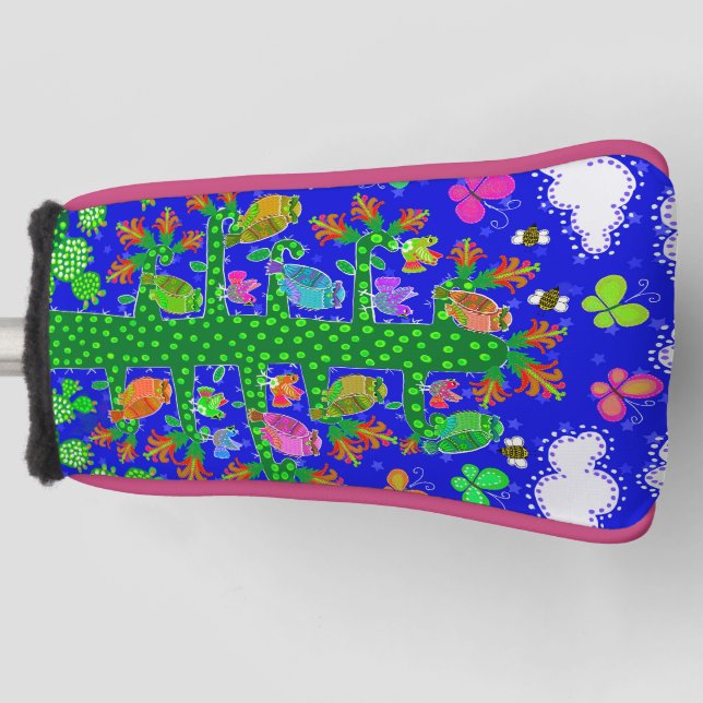 Cactus Tree of Life with Owls and Birds Golf Head  Golf Head Cover (Front)