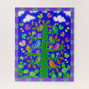 Cactus Tree of Life with Owls and Birds Jigsaw Puzzle
