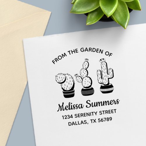Cactus Trio Desert Custom Arch Return Address Self-inking Stamp