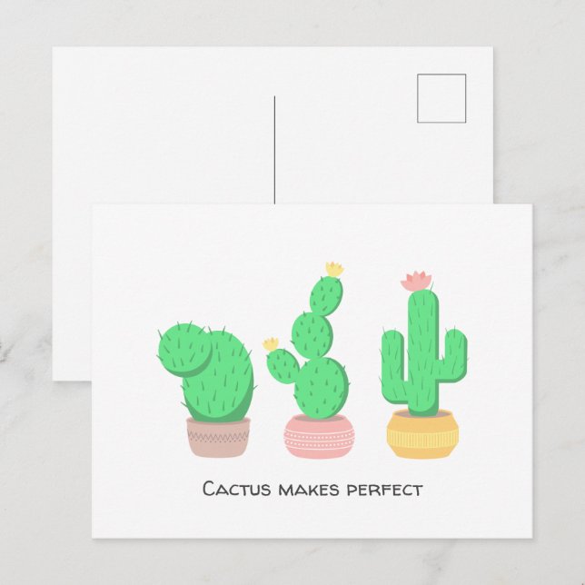 Cactus Trio Desert Modern Boho Custom Text Postcard (Front/Back)