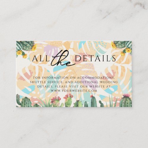 Cactus Tropical Palm Tree Desert Boho Wedding Enclosure Card