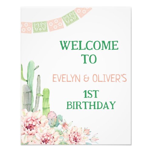 Cactus Twin One Prickly Pair Birthday Welcome Sign