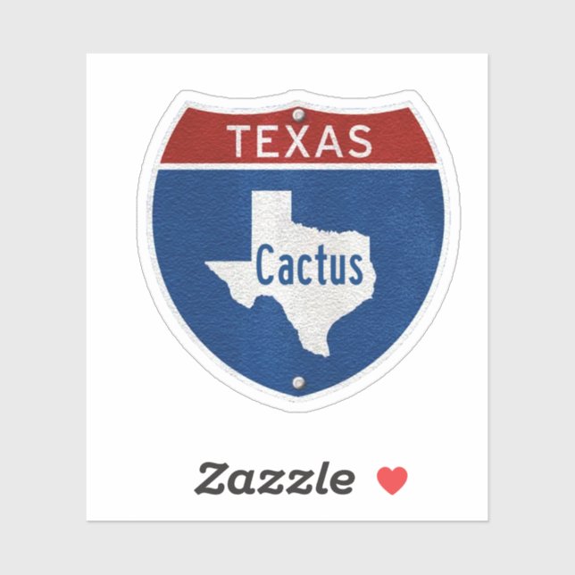 Cactus TX Road Sign Sticker (Sheet)