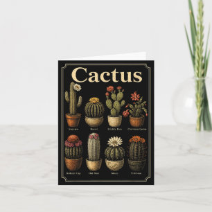 Cactus Types Chart Retro Botanical Plant Lover Card
