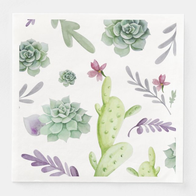 Cactus Variety Paper Dinner Napkins (Front)
