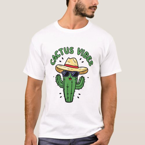 CACTUS VIBES WATERCOLOUR DESERT CACTUS FLOWER T_Shirt