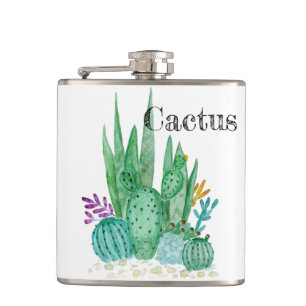 Cactus watercolor cacti flowers floral desert illu flask