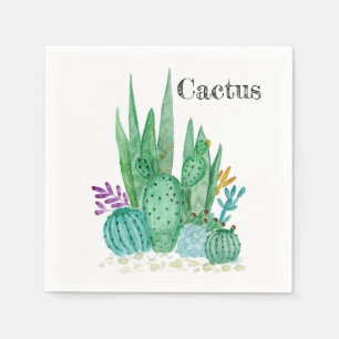 Cactus watercolor cacti flowers floral desert illu napkins
