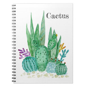 Cactus watercolor cacti flowers floral desert illu notebook