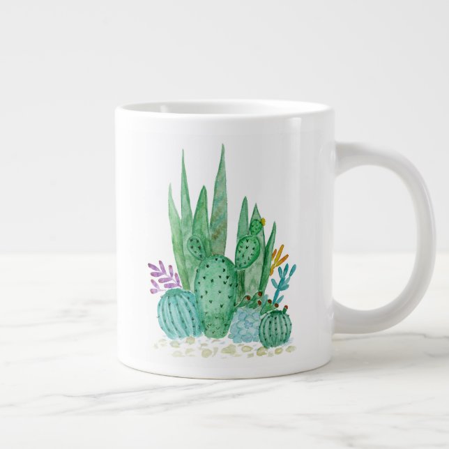 Cactus, watercolor giant coffee mug (Right)