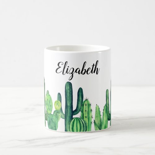 Cactus watercolor Green botanical Modern Coffee Mug