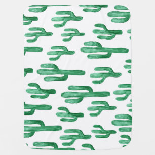 Cactus watercolor: hand-drawn illustration baby blanket