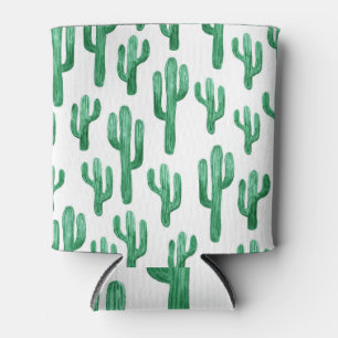Cactus watercolor: hand-drawn illustration can cooler