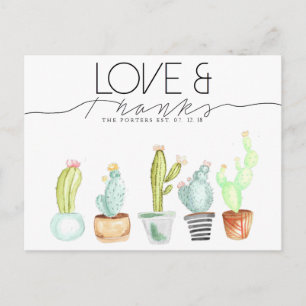 Cactus Watercolor Love & Thanks Postcard