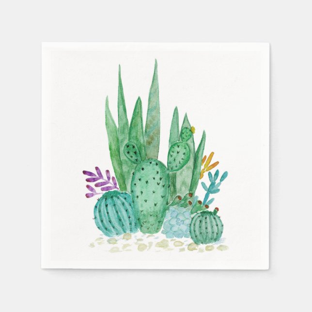 Cactus, watercolor paper napkins (Front)