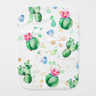 Cactus Watercolor Pattern Baby Burp Cloth