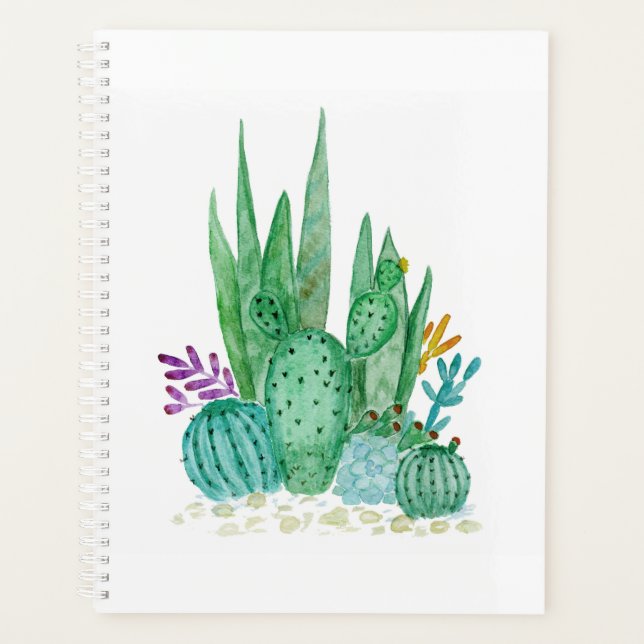Cactus, watercolor planner (Front)
