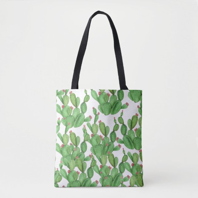 Cactus Watercolor: Seamless Pattern Background Tote Bag (Front)