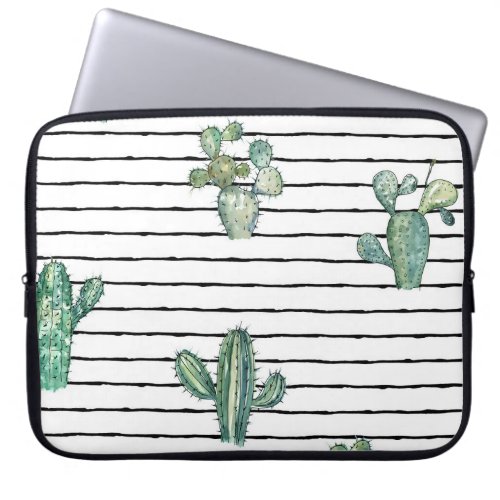Cactus Watercolor Vintage Pen Drawing Laptop Sleeve
