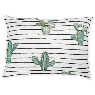 Cactus Watercolor: Vintage Pen Drawing. Pet Bed
