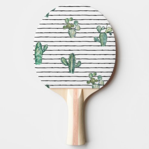Cactus Watercolor Vintage Pen Drawing Ping Pong Paddle