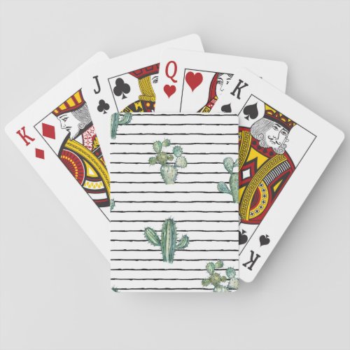Cactus Watercolor Vintage Pen Drawing Playing Cards