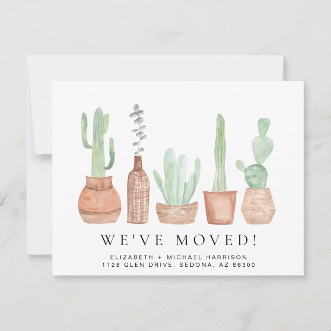 Cactus Watercolor We Moved Moving Announcement (Front)