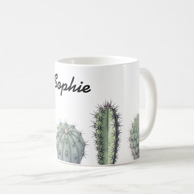 Cactus watercolour mug (Front Right)