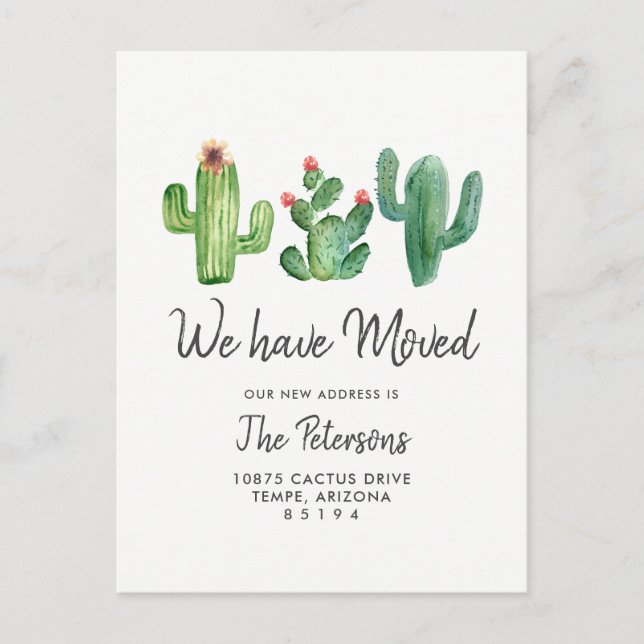 Cactus We Have Moved Moving Announcement Postcard (Front)