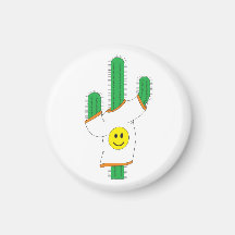 Cactus wearing a happy face shirt