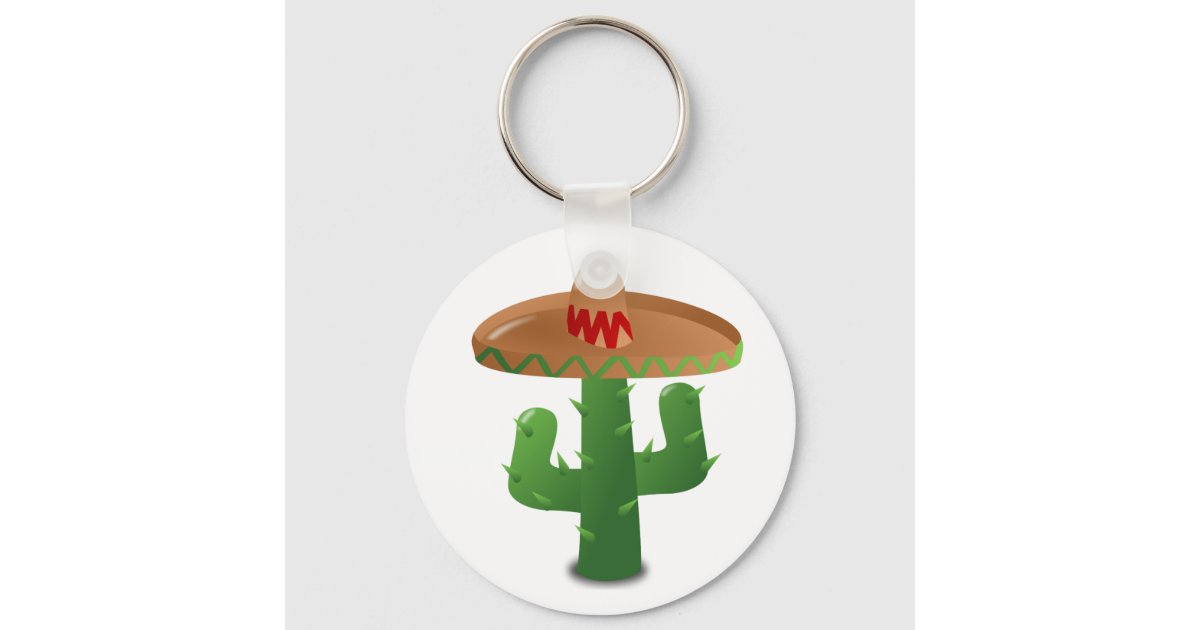 Cactus Wearing Sombrero Keychain | Zazzle