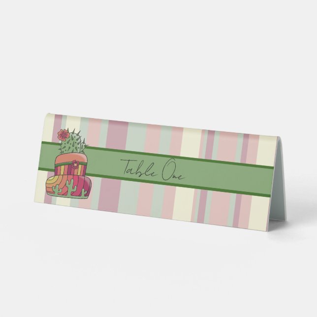 Cactus Wedding Cake Table Tent (Front)