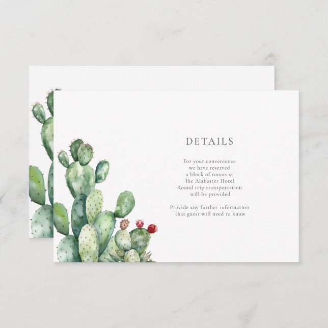 Cactus Wedding Details Enclosure Card (Front/Back)
