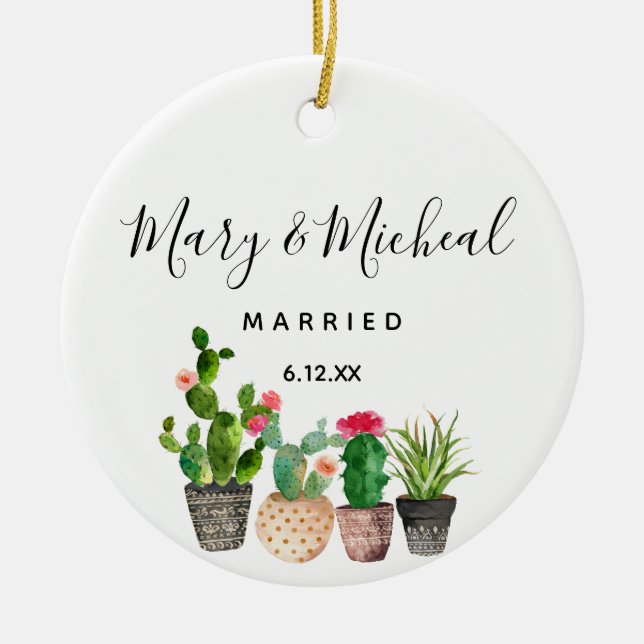 Cactus Wedding Ornament Gift (Front)