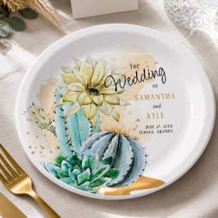 Cactus Wedding Paper Plates